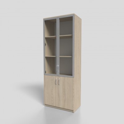 Шкаф офисный для документов со стеклом в алюминиевом профиле 700х400х1900 мм