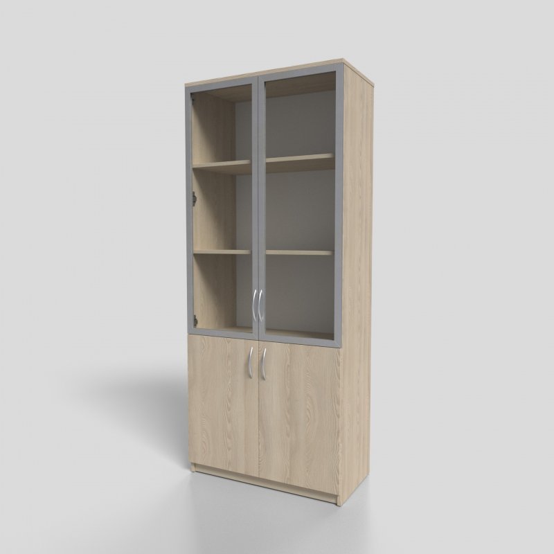 Шкаф офисный для документов со стеклом в алюминиевом профиле 800х400х1900 мм