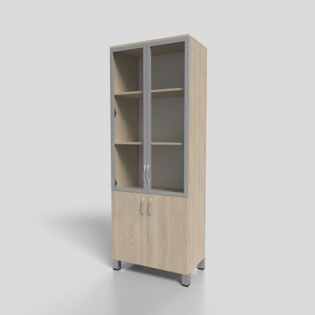 Шкаф офисный для документов со стеклом в алюминиевом профиле на опорах 700х400х1900 мм