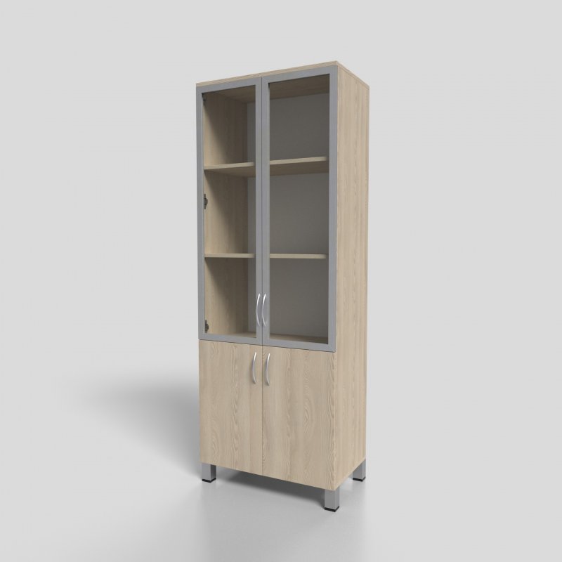 Шкаф офисный для документов со стеклом в алюминиевом профиле на опорах 700х400х1900 мм