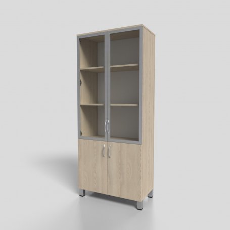 Шкаф офисный для документов со стеклом в алюминиевом профиле на опорах 800х400х1900 мм