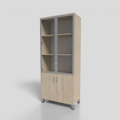 Шкаф офисный для документов со стеклом в алюминиевом профиле на опорах 800х400х1900 мм