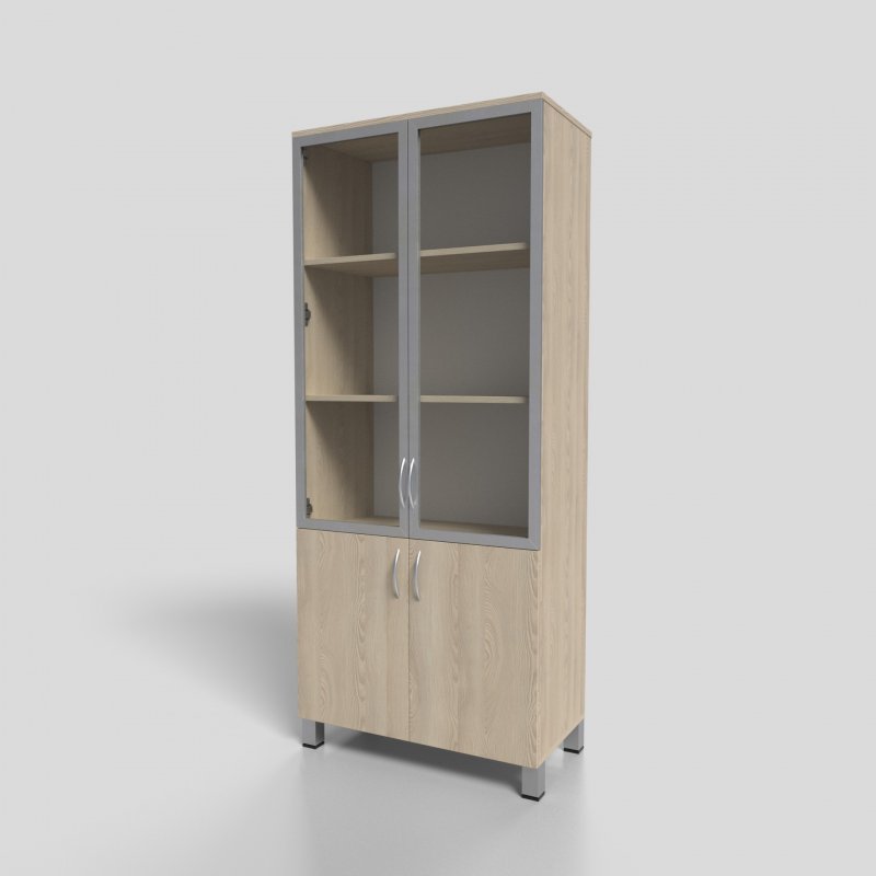 Шкаф офисный для документов со стеклом в алюминиевом профиле на опорах 800х400х1900 мм