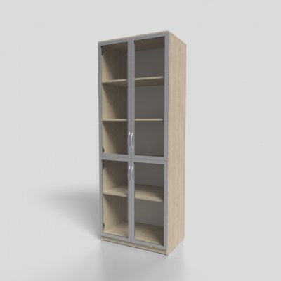 Шкаф для документов со стеклом в алюминиевом профиле 700х450х1900 мм