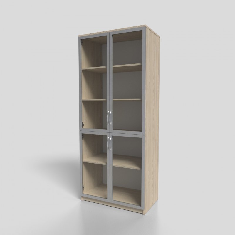 Шкаф для документов со стеклом в алюминиевом профиле 800х450х1900 мм