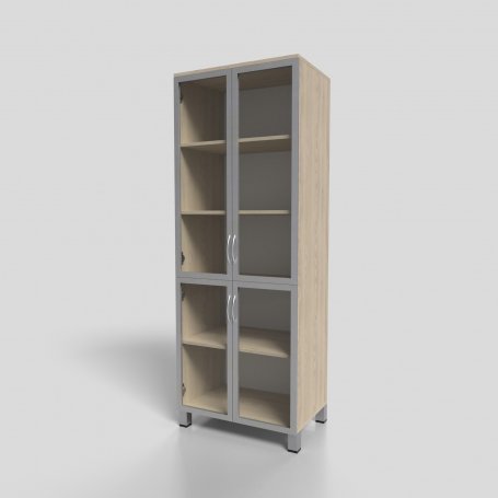 Шкаф для документов со стеклом в алюминиевом профиле на опорах 700х450х1900 мм