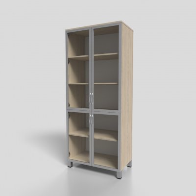 Шкаф для документов со стеклом в алюминиевом профиле на опорах 800х450х1900 мм