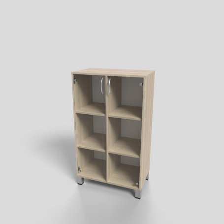 Шкаф офисный низкий со стеклом на опорах 700х400х1200 мм