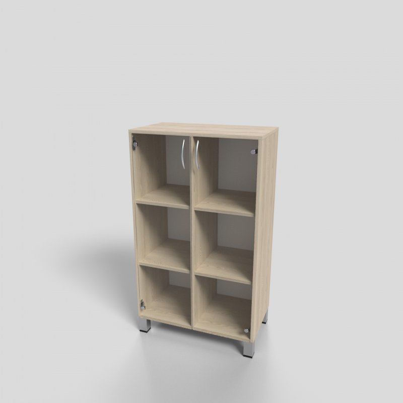 Шкаф офисный низкий со стеклом на опорах 700х400х1200 мм