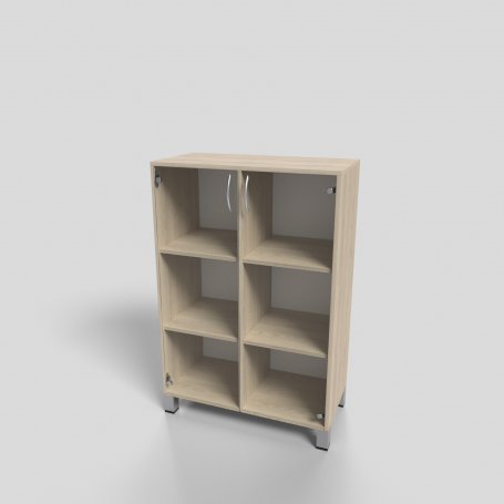 Шкаф офисный низкий со стеклом на опорах 800х400х1200 мм