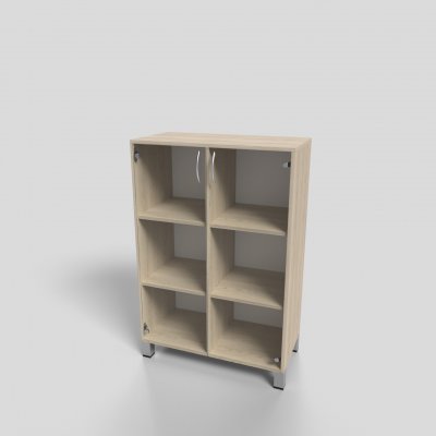 Шкаф офисный низкий со стеклом на опорах 800х400х1200 мм