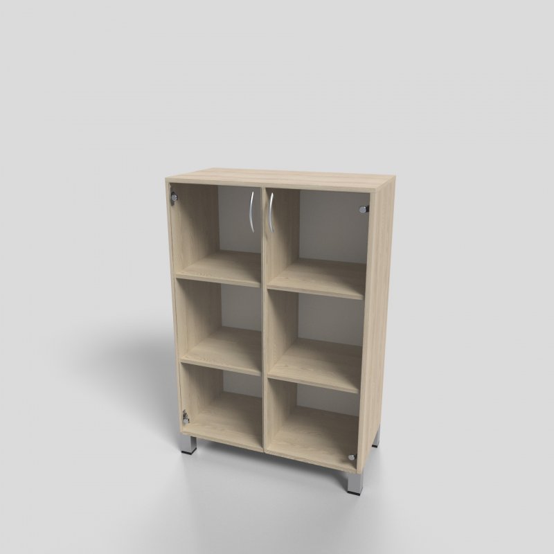 Шкаф офисный низкий со стеклом на опорах 800х400х1200 мм