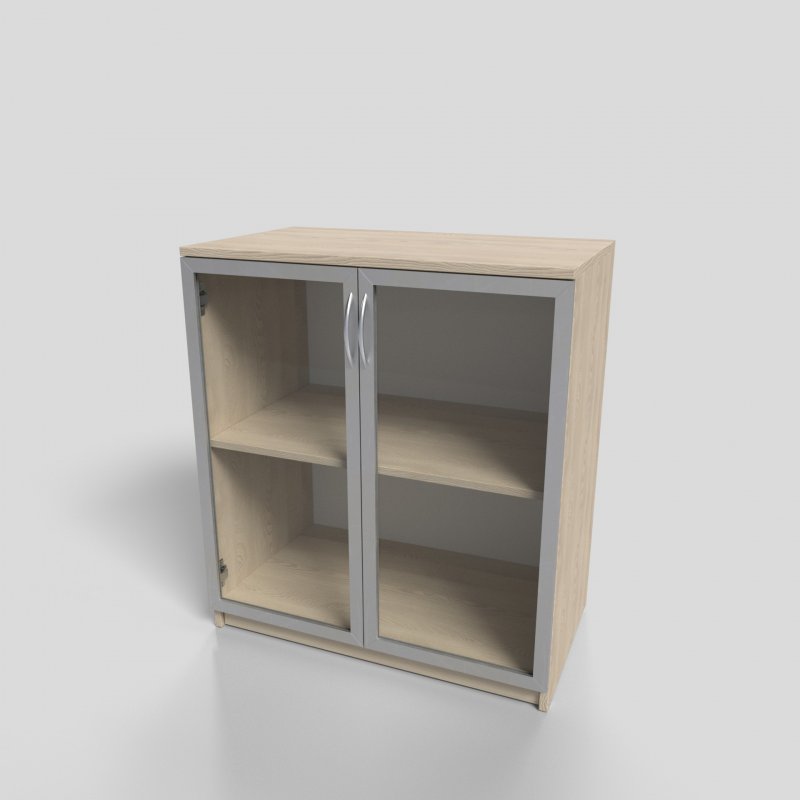 Шкаф офисный низкий в алюминиевом профиле со стеклом 800х450х900 мм