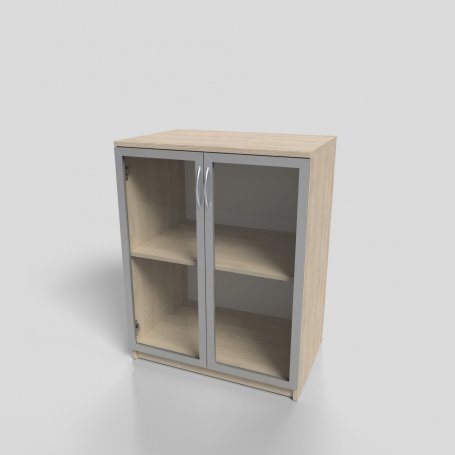 Шкаф офисный низкий в алюминиевом профиле со стеклом 700х450х900 мм