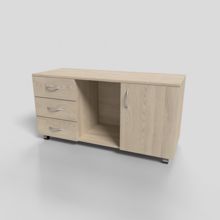 Тумба офисная комбинированная на колесах 1200х450х610 мм